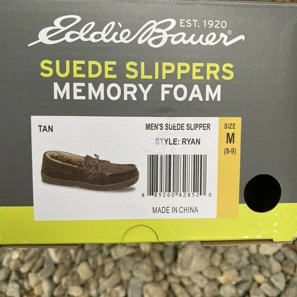 Eddie Bauer Men Suede Tan Slippers Style Ryan 8-9 - Picture 3 of 6